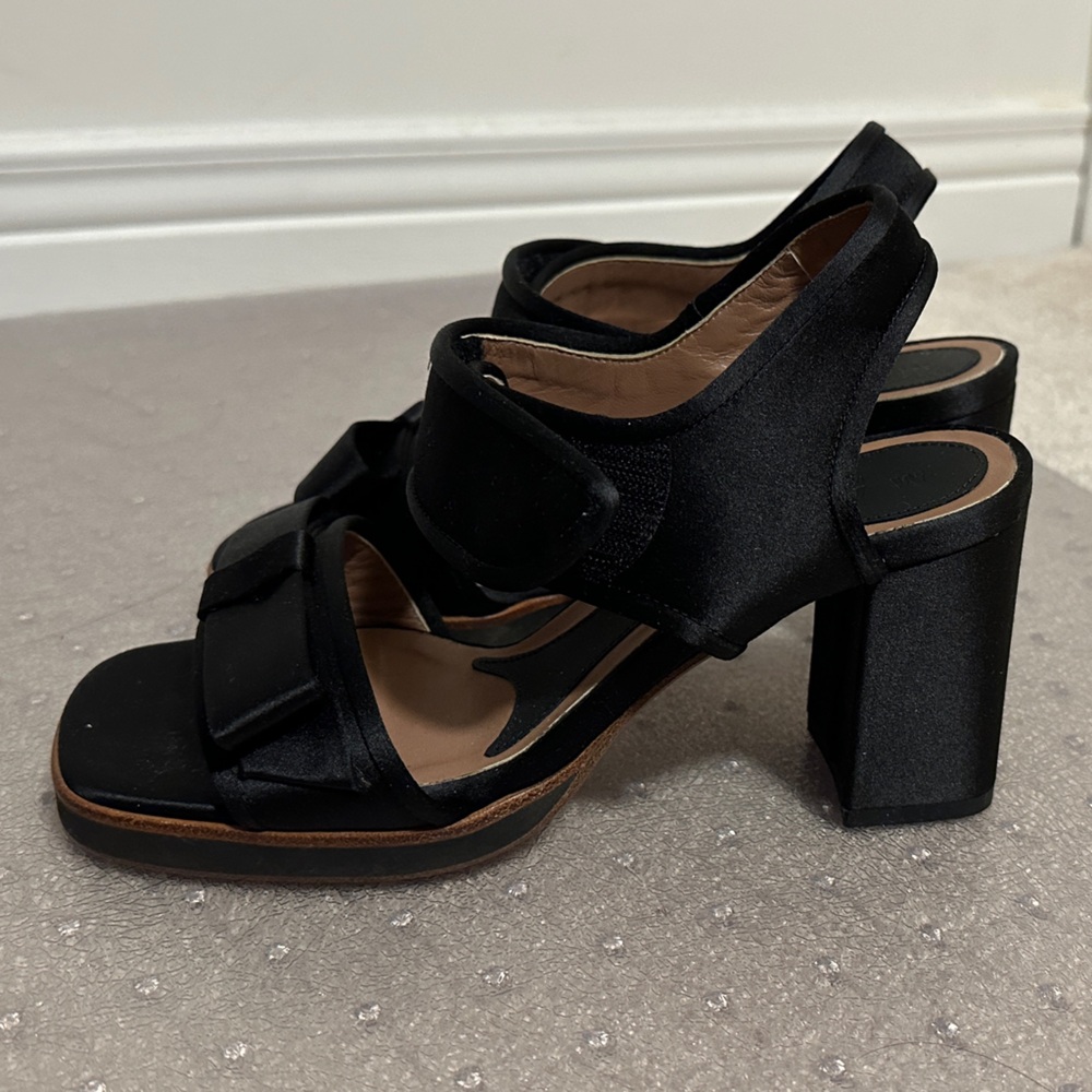 Marni Black Satin Block Heel Sandals